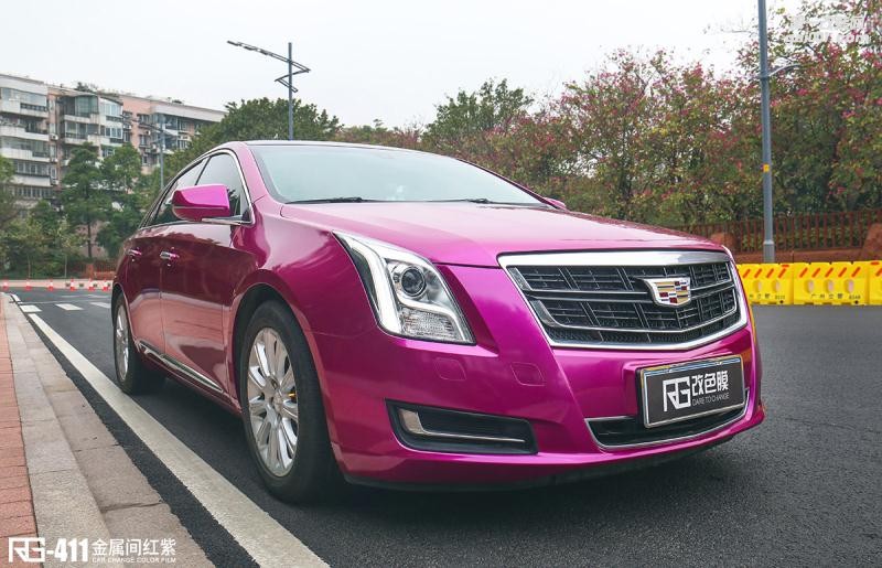 凱迪拉克全車改色RG瑞集改色膜車身改色貼膜案例  金屬間紅紫