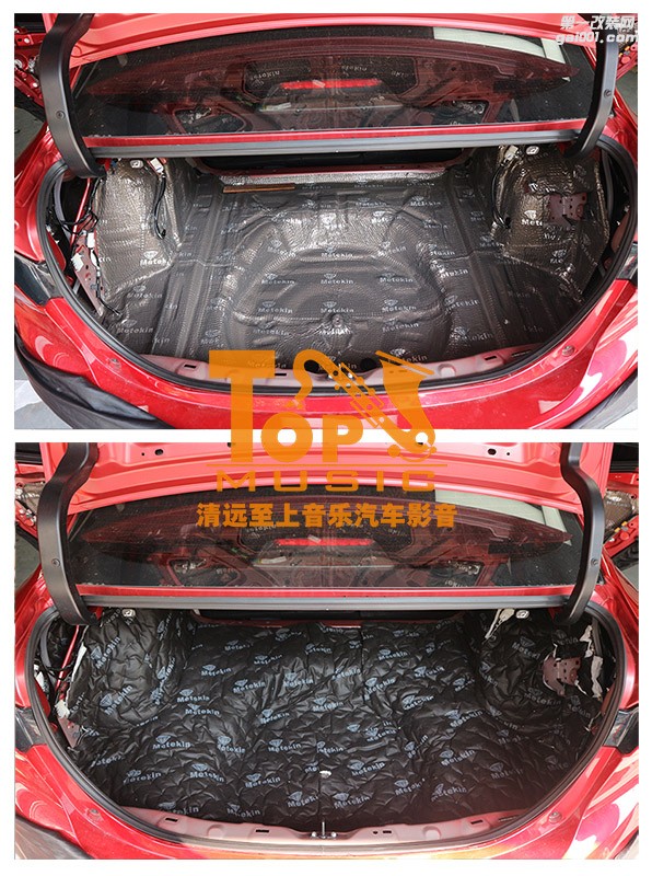 告別了！噪音！清遠至上汽車音響改裝昂克賽拉升級美特靜全車隔音