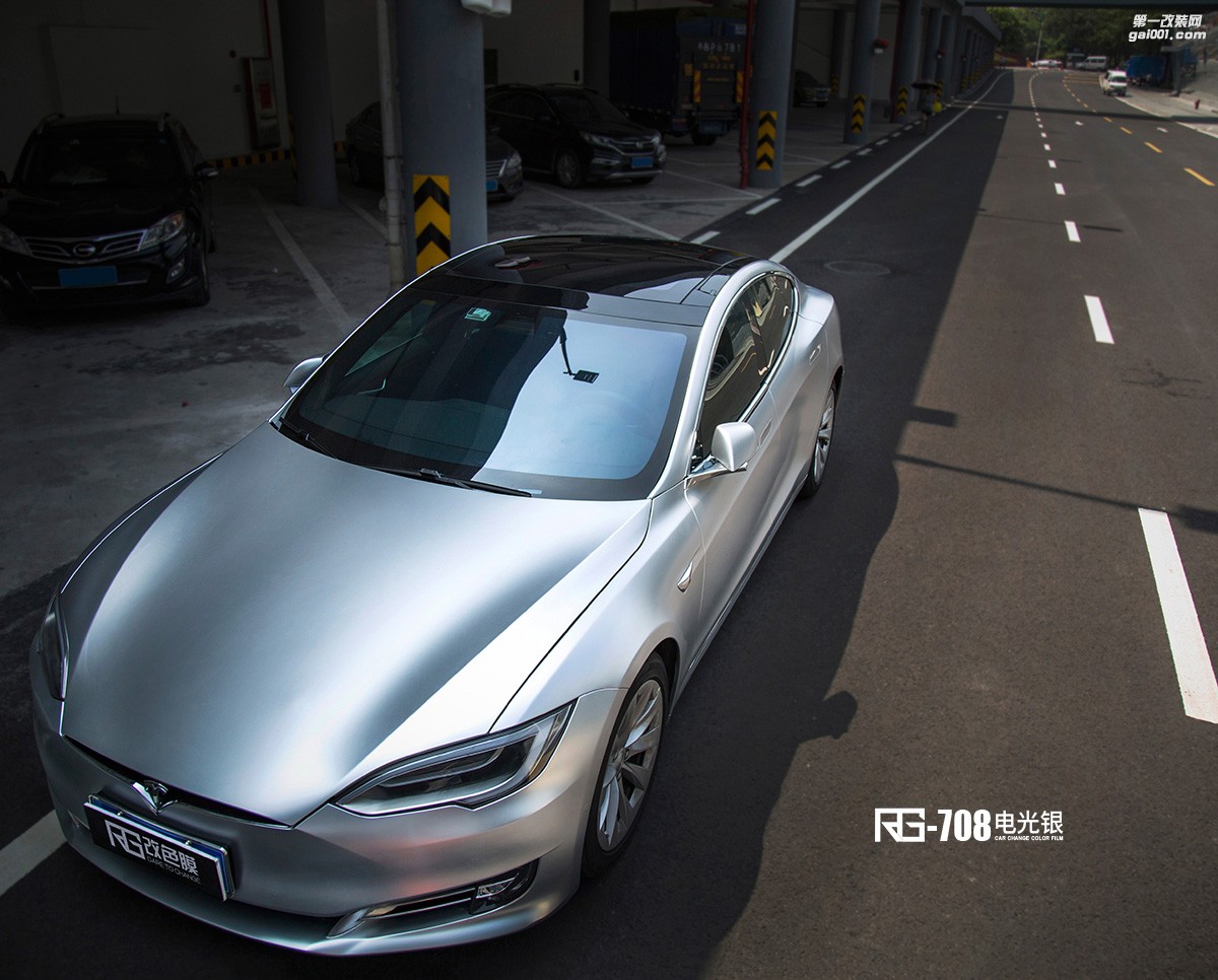 特斯拉Model S 90D全車改色案例分享  電光銀