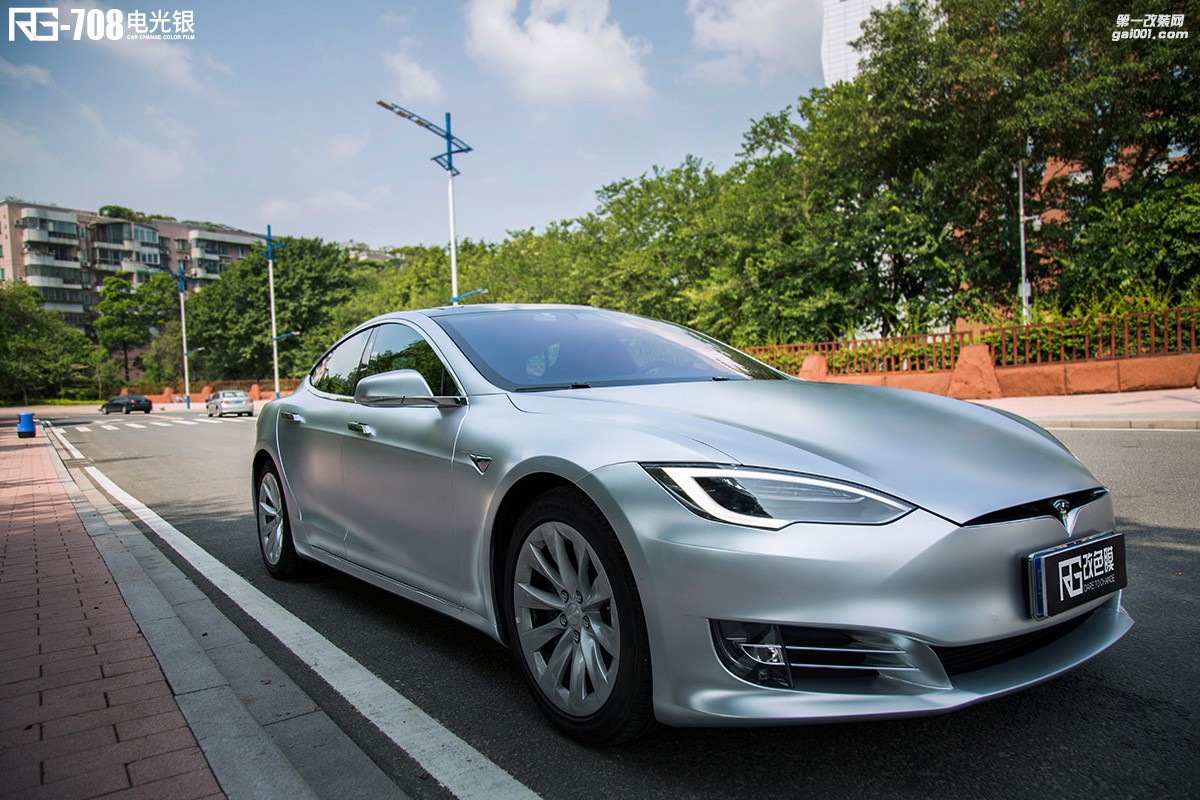 特斯拉Model S 90D全車改色案例分享  電光銀