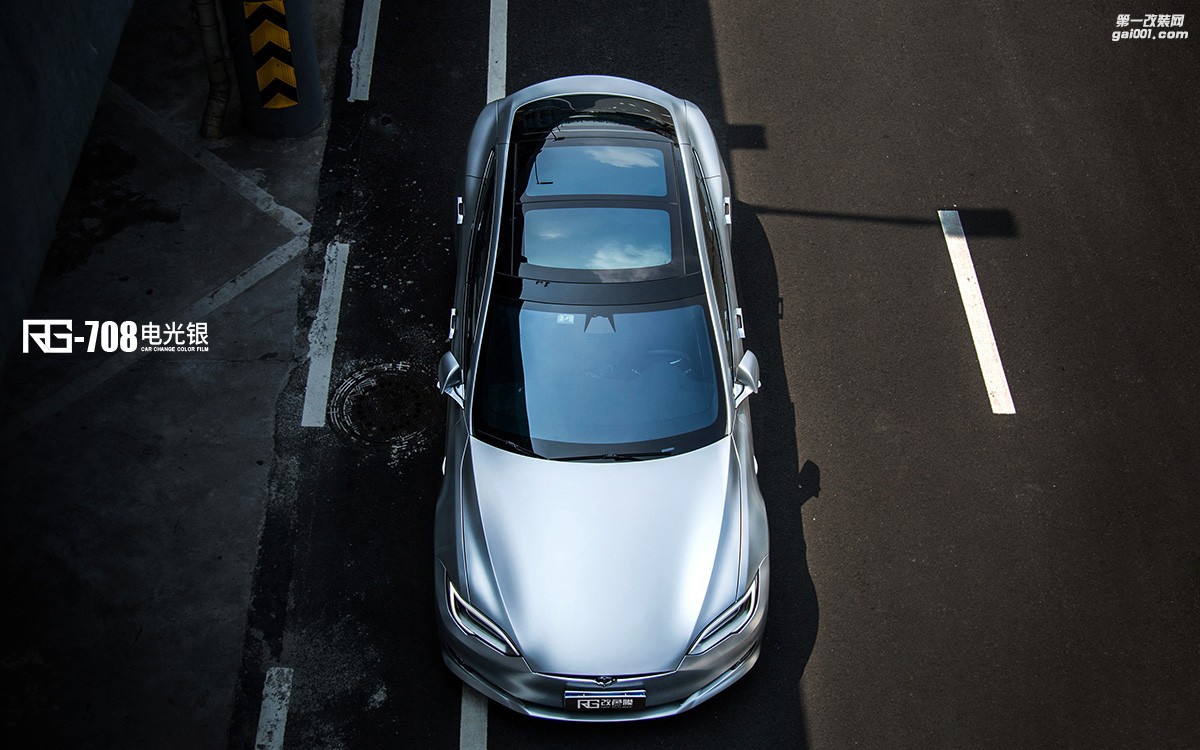 特斯拉Model S 90D全車改色案例分享  電光銀