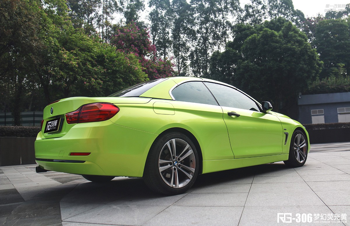 寶馬420i全車改色貼膜案例分享  夢幻熒光黃  RG改色膜出品