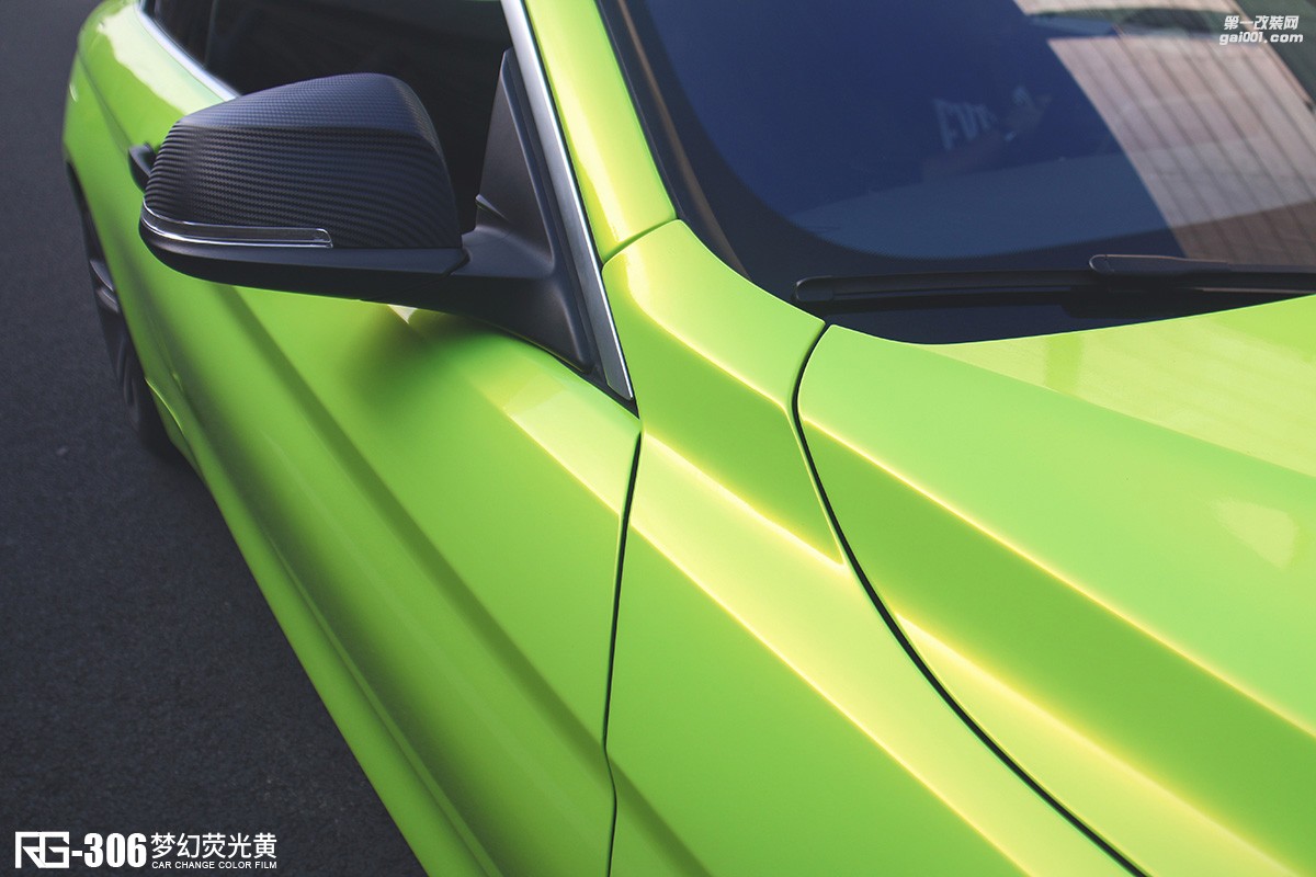 寶馬420i全車改色貼膜案例分享  夢幻熒光黃  RG改色膜出品