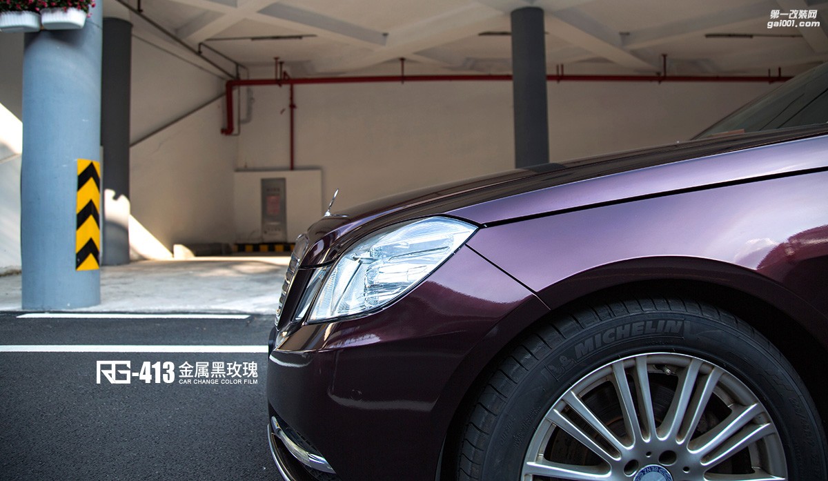 奔馳E260L全車改色貼膜案例分享  金屬黑玫瑰  RG改色膜出品
