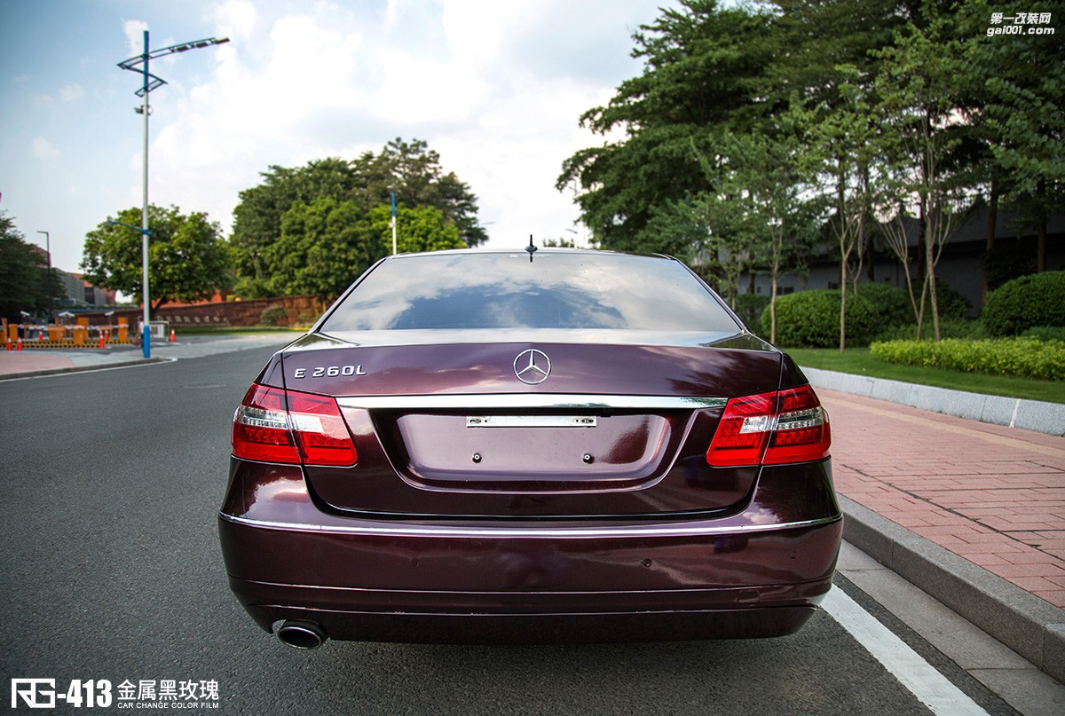 奔馳E260L全車改色貼膜案例分享  金屬黑玫瑰  RG改色膜出品