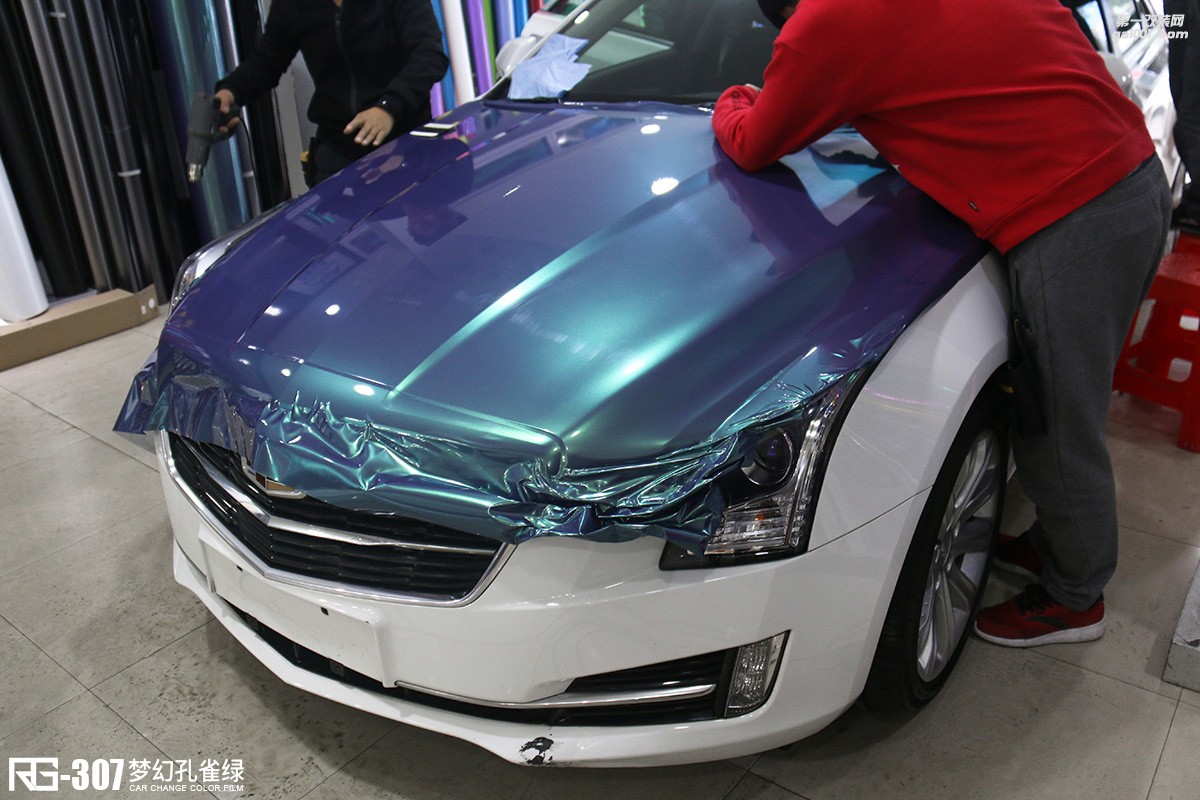 凱迪拉克ATSL全車改色貼膜案例分享  夢幻孔雀綠  RG改色膜出品