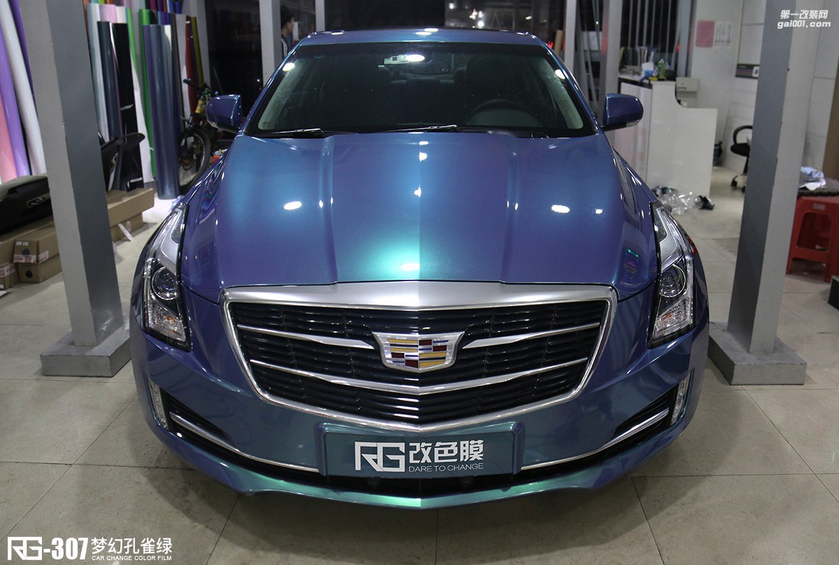 凱迪拉克ATSL全車改色貼膜案例分享  夢幻孔雀綠  RG改色膜出品