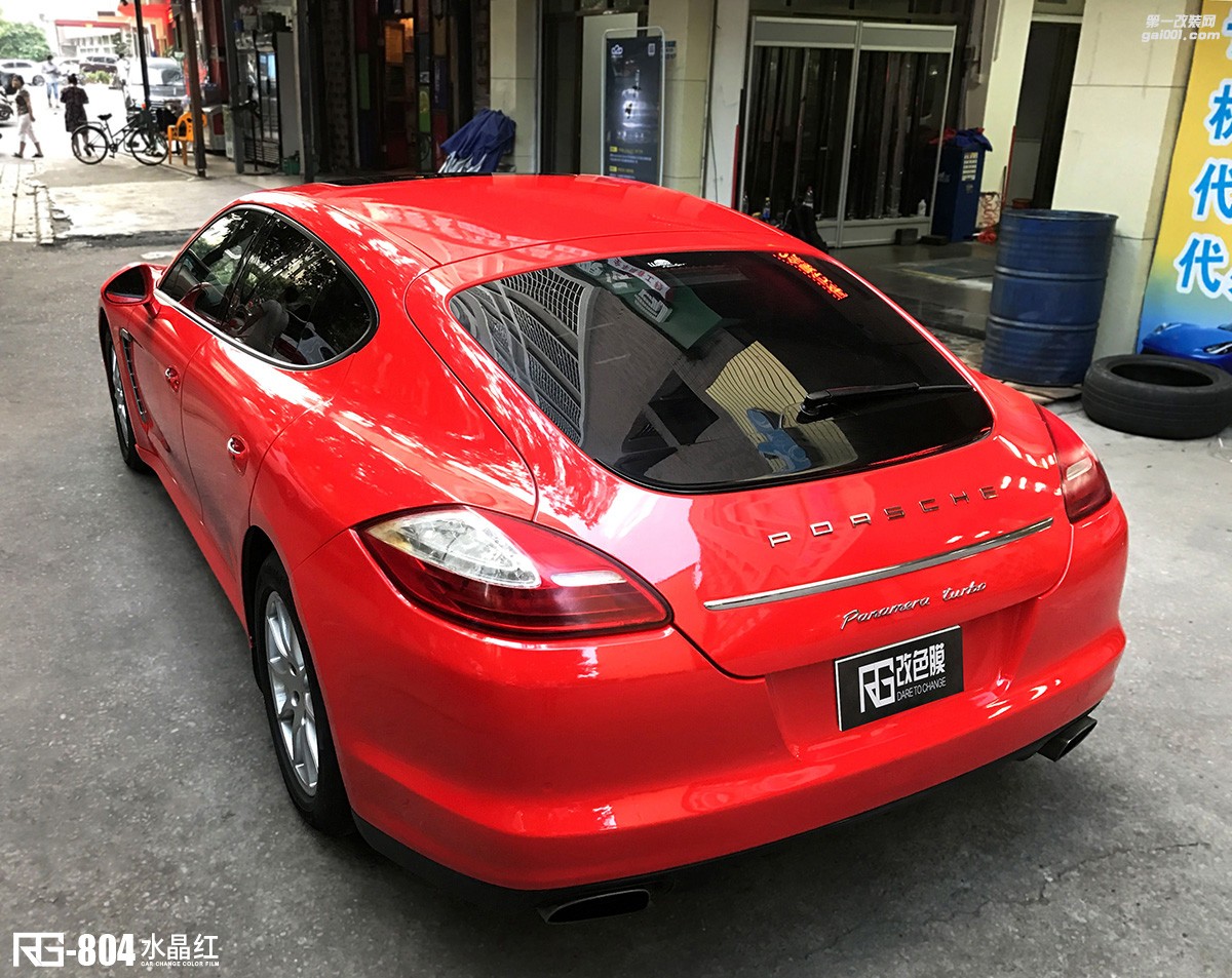 中國紅的靚麗完全漆面效果 保時捷帕拉梅拉全車改色貼膜案例分享  水晶紅