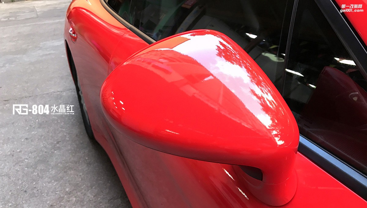 中國紅的靚麗完全漆面效果 保時捷帕拉梅拉全車改色貼膜案例分享  水晶紅