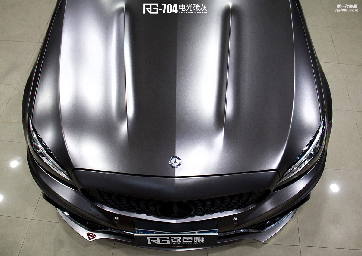 奔馳C200全車改色貼膜案例分享  電光碳灰  RG改色膜出品