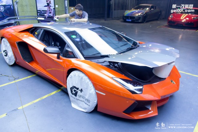 蘭博基尼LP700改裝綿繡灰變色膜-湖南專業(yè)豪車改裝