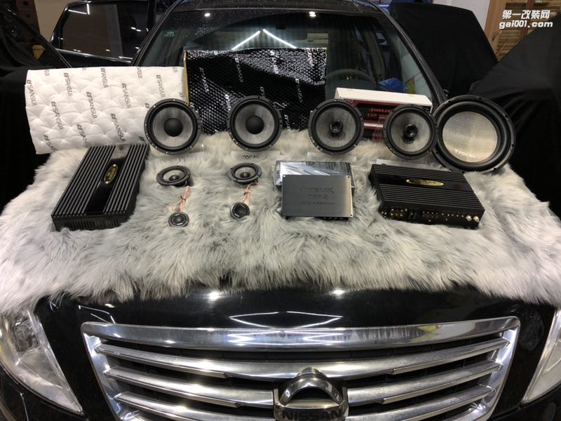 日產(chǎn)天籟全車隔音降噪音響改裝法國勁浪165AS3三分頻英國創(chuàng)世紀(jì)功放享受甜美人聲天籟之音汕頭市星悅汽車音響