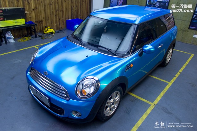 MINI ONE全車水晶藍(lán)改色-長沙專業(yè)貼膜