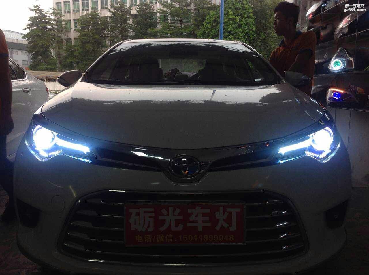 廣州汽車改燈 豐田雷凌大燈升級(jí)海拉5雙光透鏡歐司朗套裝