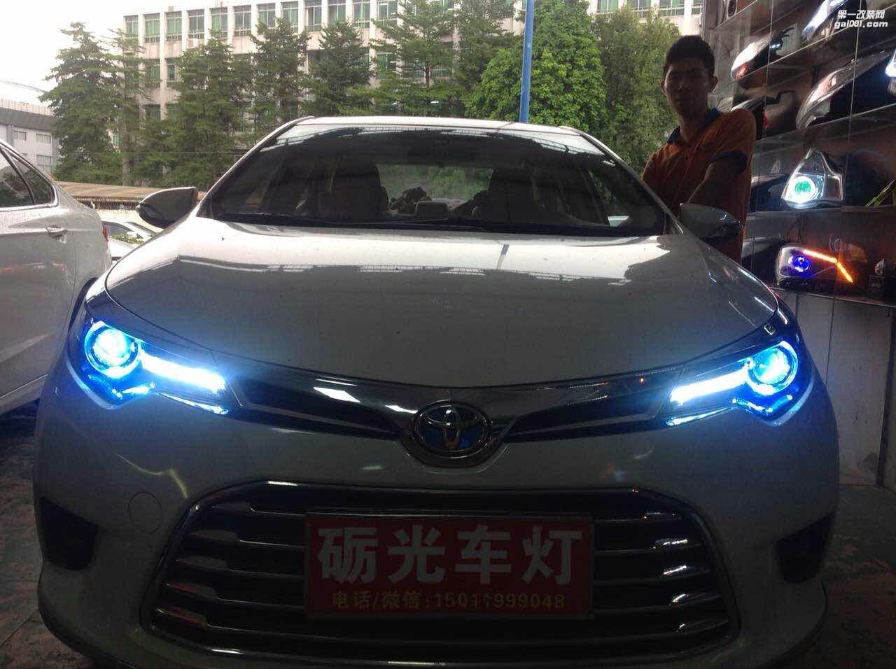 廣州汽車改燈 豐田雷凌大燈升級(jí)海拉5雙光透鏡歐司朗套裝