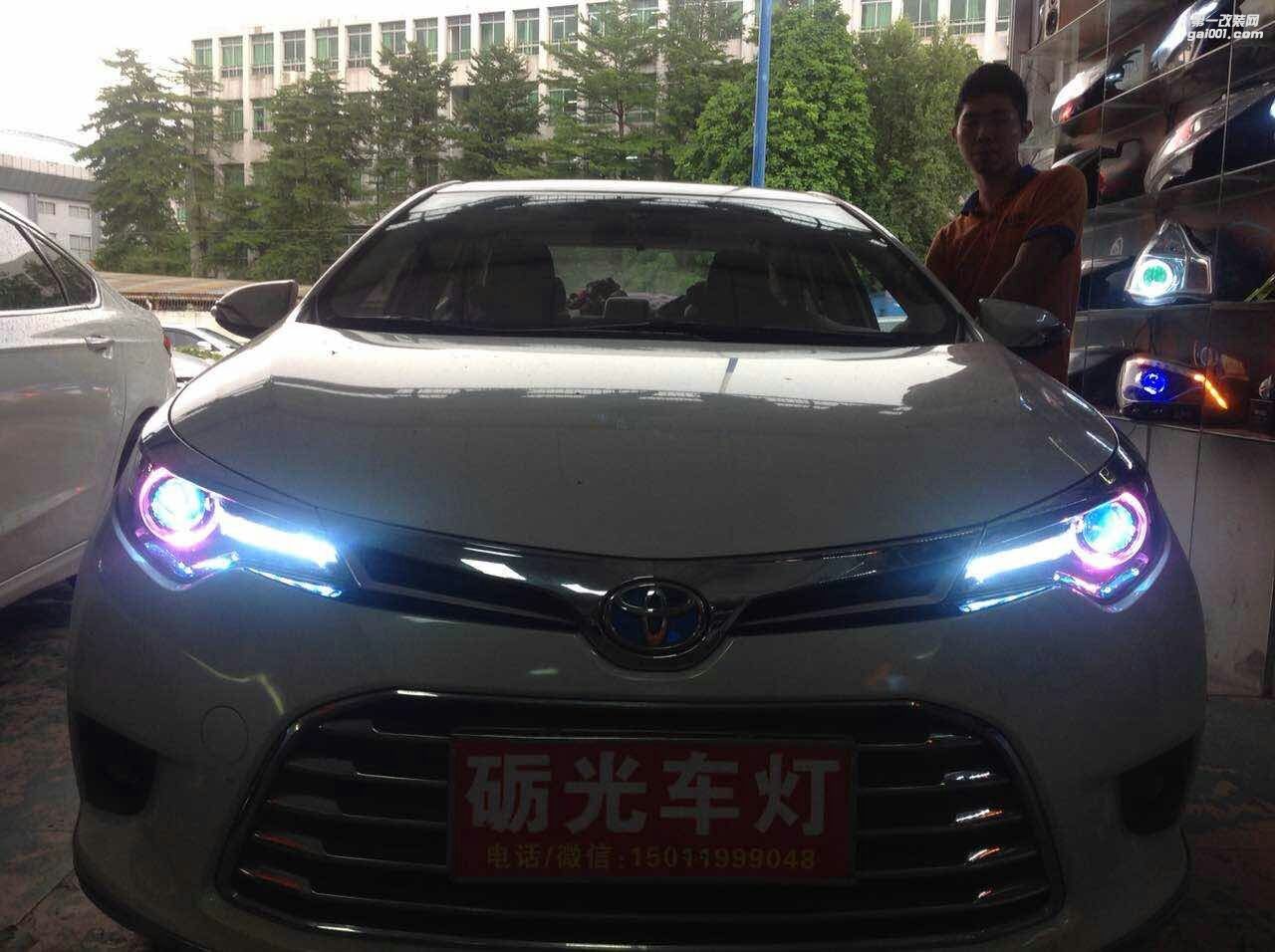 廣州汽車改燈 豐田雷凌大燈升級(jí)海拉5雙光透鏡歐司朗套裝