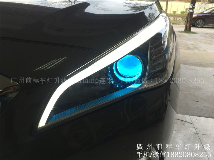 【廣州前程車燈】索納塔升級案例  升級Carlamp 鍍膜5+5雙光透鏡  飛利浦氙氣燈套裝