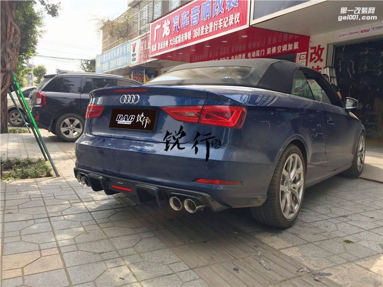 奧迪A3改裝猴子制燥中尾段四出閥門排氣卡布爾碳纖維后唇