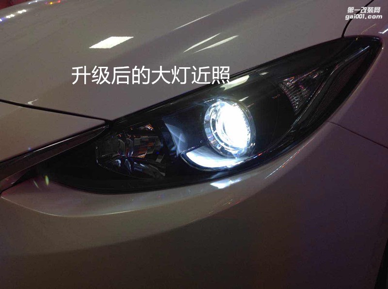 廣州汽車改燈 馬自達昂克賽拉大燈改氙氣燈雙光透鏡+白色惡魔眼