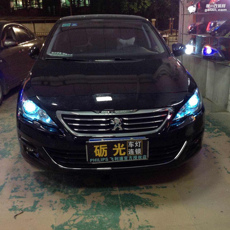 汽車大燈改裝 標(biāo)志408大燈升級(jí)海拉5透鏡飛利浦套裝