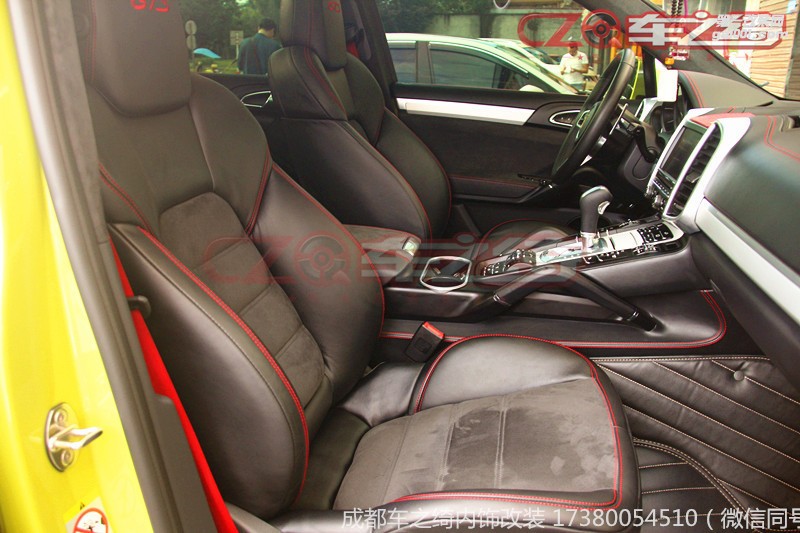 保時捷卡宴內(nèi)飾欣賞 成都汽車內(nèi)飾改裝店 成都車之綺內(nèi)飾改裝