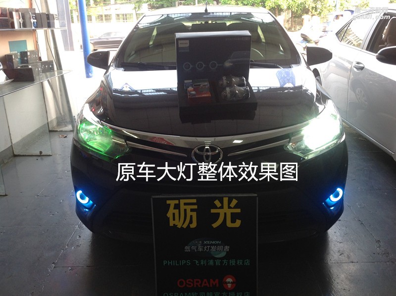 廣州改燈店 豐田威馳大燈升級海拉5雙光透鏡+流光日行燈+紫色惡魔眼