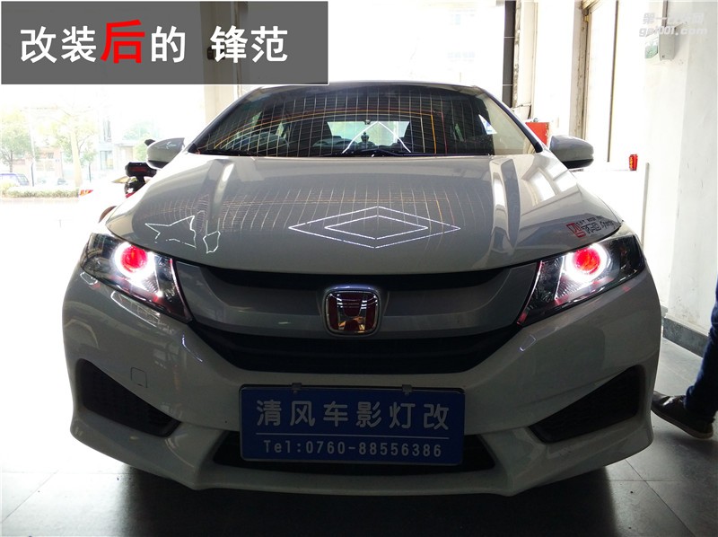 本田鋒范升級海拉五雙光透鏡 天使眼、惡魔眼改裝——中山清風(fēng)車影燈改
