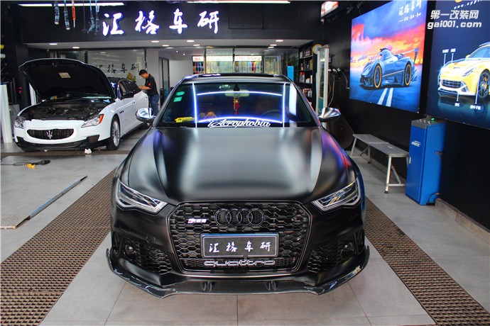 奧迪A6全車電光黑改色膜 長(zhǎng)沙改色膜實(shí)體店 原裝進(jìn)口改色膜