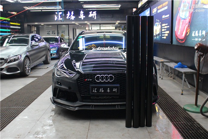 奧迪A6全車電光黑改色膜 長(zhǎng)沙改色膜實(shí)體店 原裝進(jìn)口改色膜