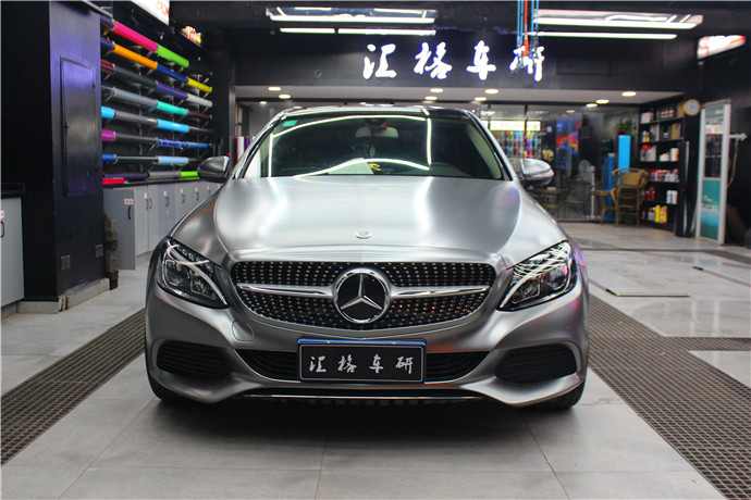 長沙汽車改色膜電光金屬鈦灰改裝奔馳E級全車身改色貼膜