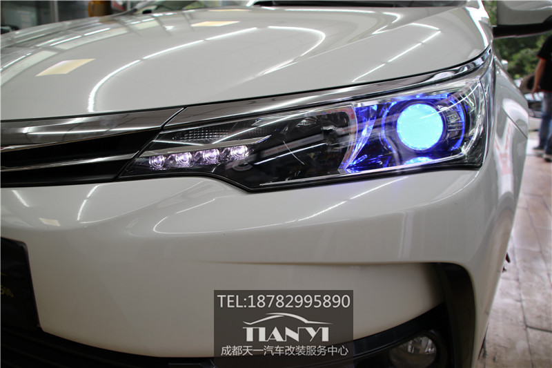 成都17新卡羅拉改燈車燈改裝米石M2 LED大燈雙光透鏡套件