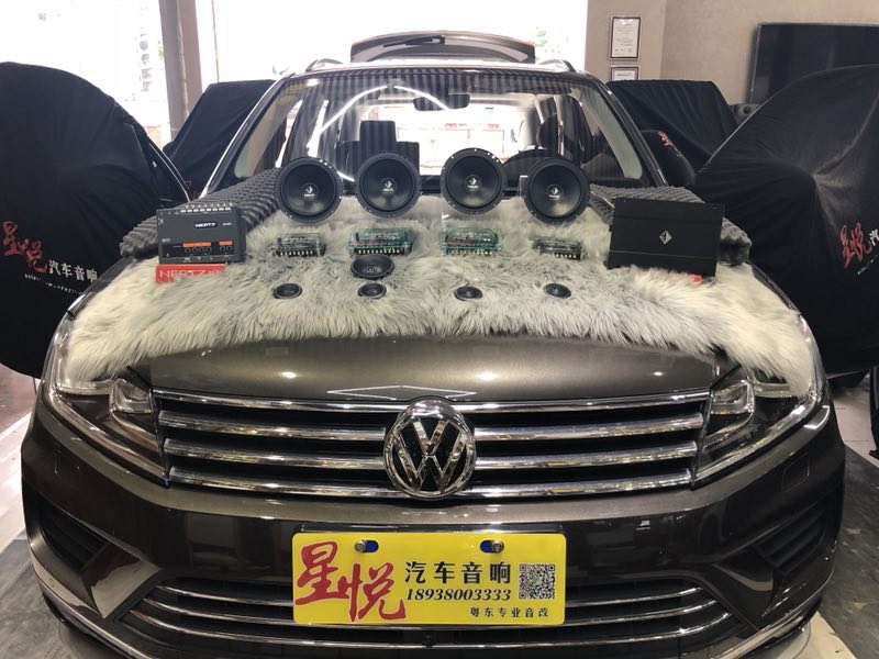 汕頭市星悅汽車音響改裝大眾途銳音響升級三分頻德國喜力仕P63C套餐量身定制極致音效