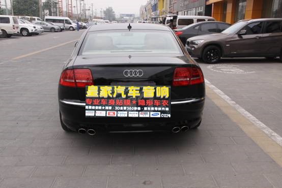 奧迪汽車改色亮光黑車——郴州市皇家音響