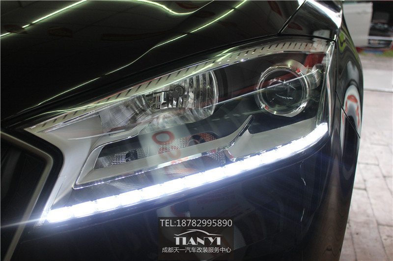 成都寶沃BX7改車燈近光改裝米石M2 LED大燈雙光透鏡日行燈