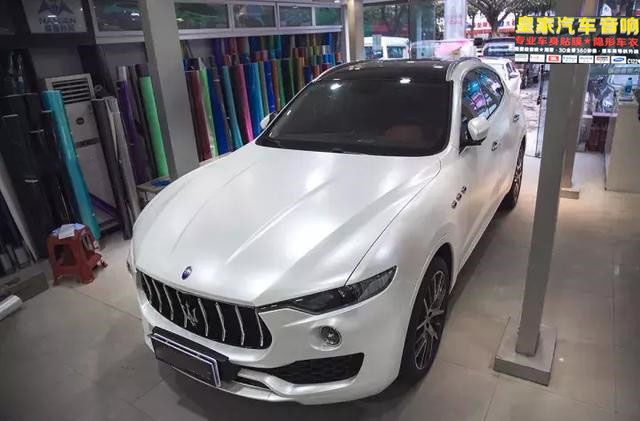 瑪莎拉蒂Levante汽車改色電光白——郴州市皇家音響