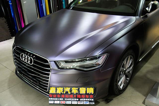 奧迪A6車身貼膜電光碳灰——郴州市皇家音響
