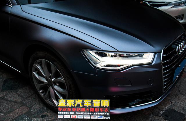 奧迪A6車身貼膜電光碳灰——郴州市皇家音響