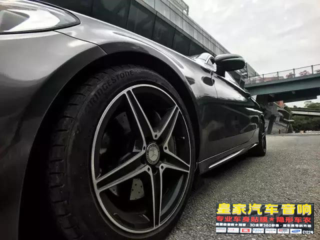 奔馳C200車身改色貼膜金屬灰——郴州市皇家音響
