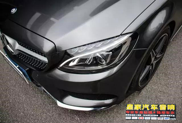奔馳C200車身改色貼膜金屬灰——郴州市皇家音響