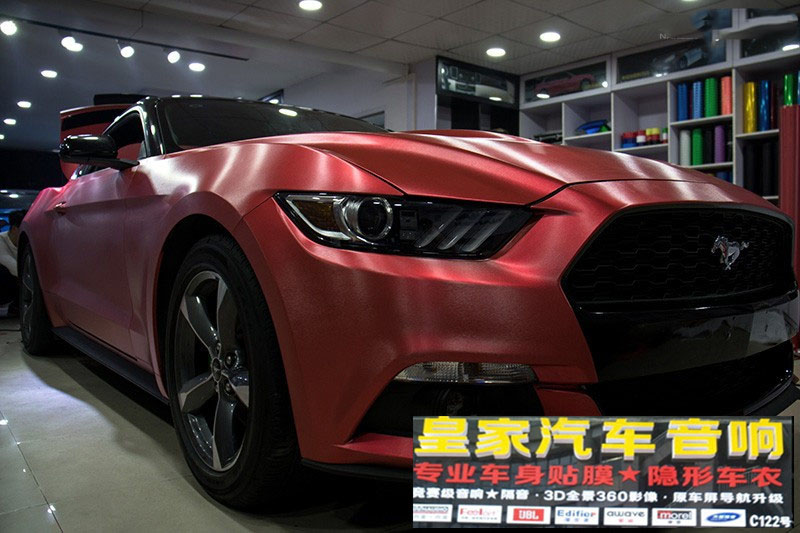 福特野馬車身改色-冰拉絲紅——郴州市皇家音響