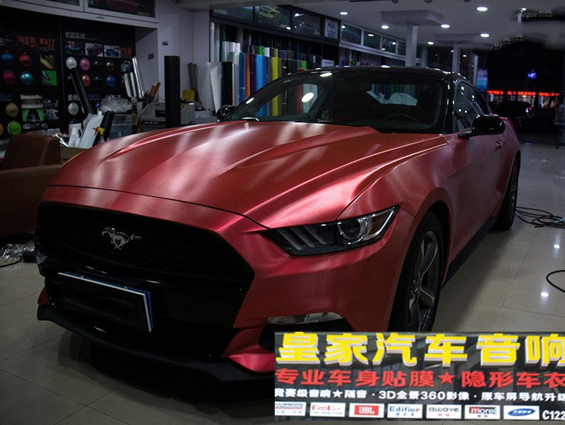福特野馬車身改色-冰拉絲紅——郴州市皇家音響