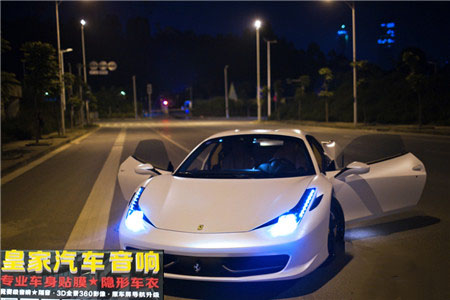 法拉利458Spider電光金屬白——郴州市皇家音響