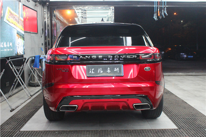 汽車改色膜 路虎車身貼膜改色水晶烈焰紅 長沙貼膜實體店