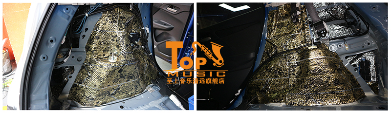 清遠(yuǎn)汽車音響改裝本田飛度全車俄羅斯DR隔音之葉子板、后尾箱隔音，靜音超乎你想象！