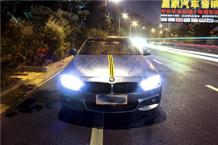寶馬435亞面電鍍淺藍(lán)——郴州市皇家音響