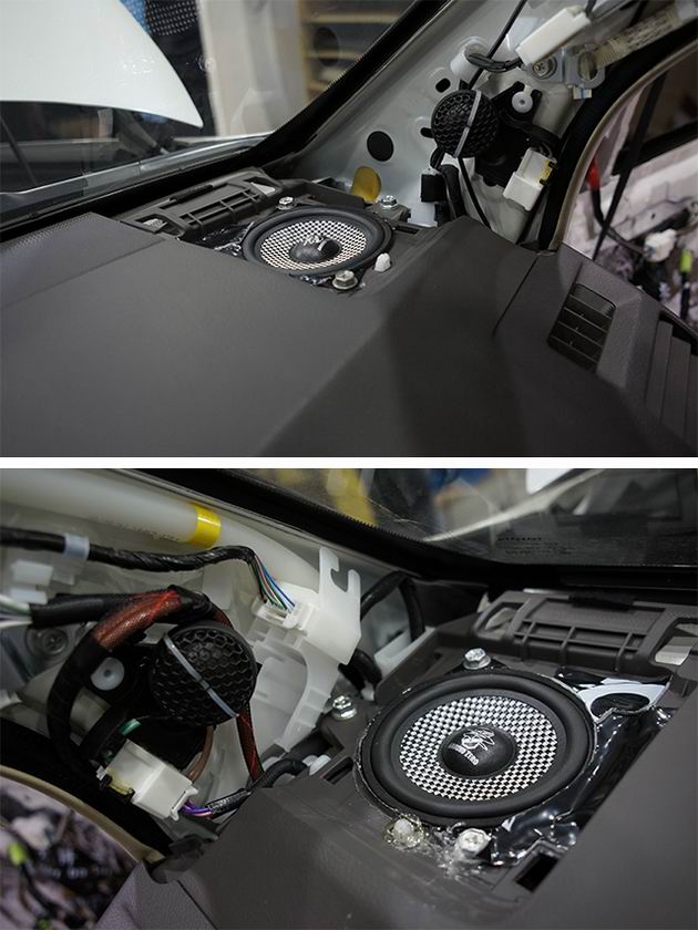 重慶汽車(chē)音響改裝哪家好?渝大昌豐田普拉多汽車(chē)音響改裝德國(guó)零點(diǎn)8寸三分頻喇叭功放