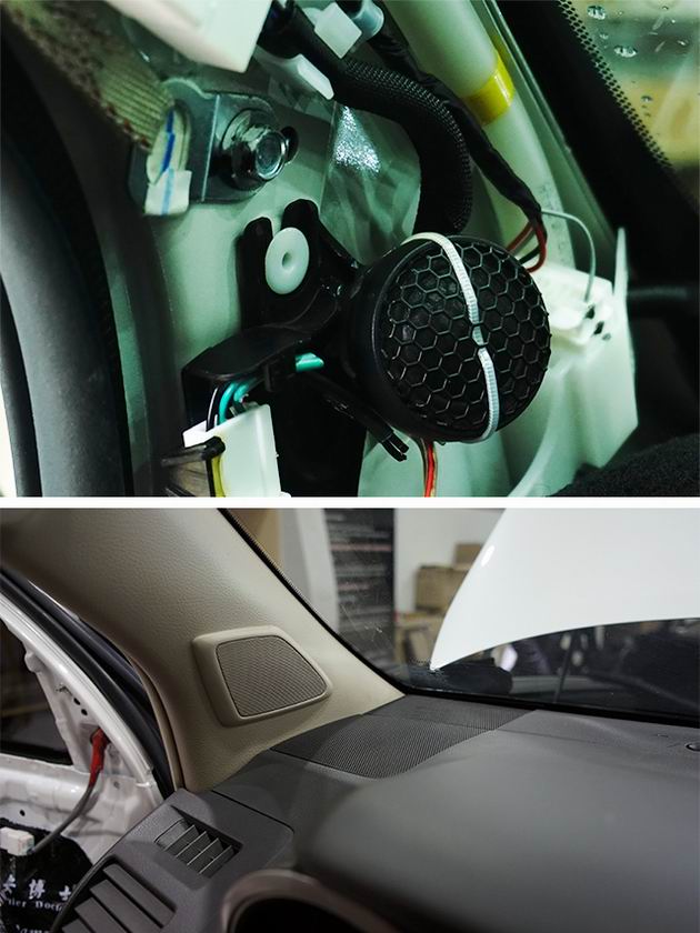 重慶汽車(chē)音響改裝哪家好?渝大昌豐田普拉多汽車(chē)音響改裝德國(guó)零點(diǎn)8寸三分頻喇叭功放