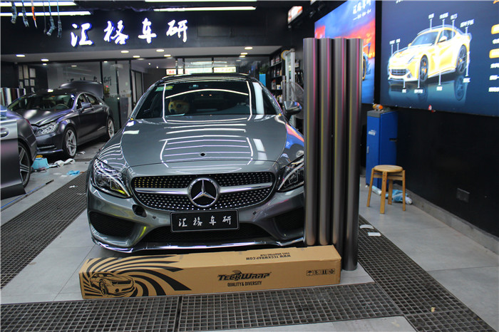 長沙車身改色膜 奔馳全車改色貼膜 美國禿鷹Teckwrap電光棕灰