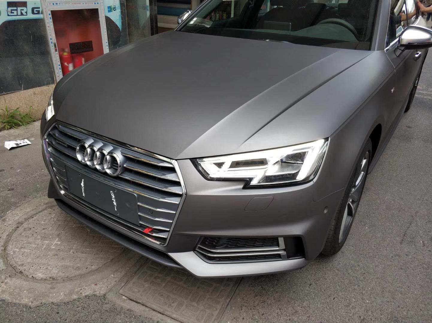 昆山新奧迪A4貼艾利金屬雅灰改色膜酷車匯作品
