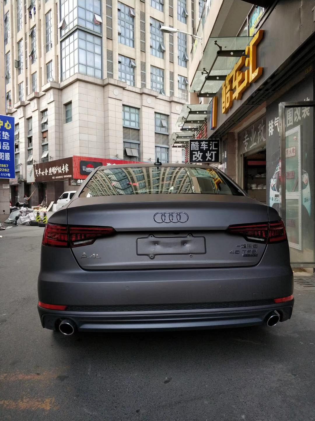 昆山新奧迪A4貼艾利金屬雅灰改色膜酷車匯作品